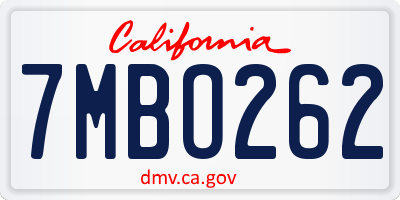 CA license plate 7MBO262