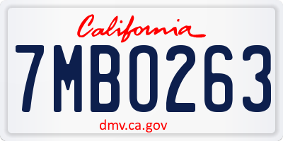 CA license plate 7MBO263