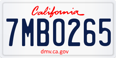 CA license plate 7MBO265