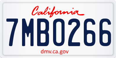 CA license plate 7MBO266