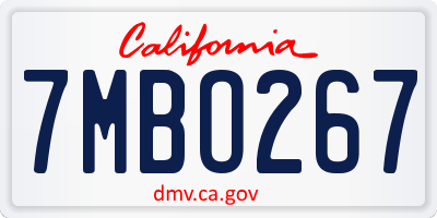 CA license plate 7MBO267