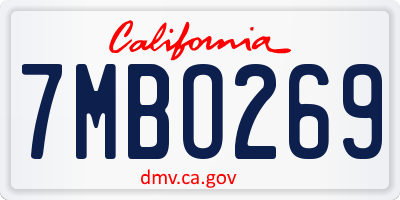CA license plate 7MBO269