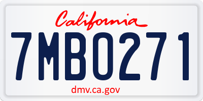 CA license plate 7MBO271