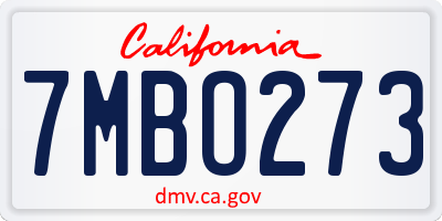 CA license plate 7MBO273