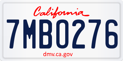CA license plate 7MBO276