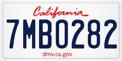 CA license plate 7MBO282
