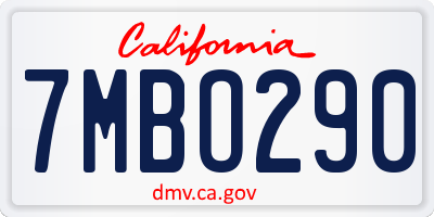CA license plate 7MBO290