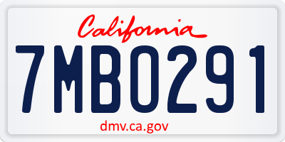 CA license plate 7MBO291