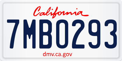 CA license plate 7MBO293