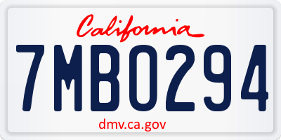CA license plate 7MBO294
