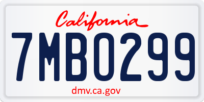 CA license plate 7MBO299