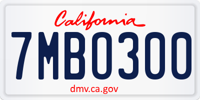 CA license plate 7MBO300