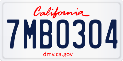 CA license plate 7MBO304