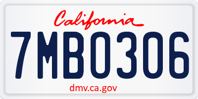 CA license plate 7MBO306