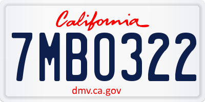 CA license plate 7MBO322