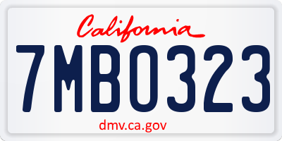 CA license plate 7MBO323
