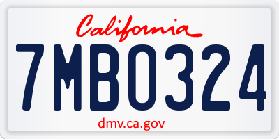 CA license plate 7MBO324