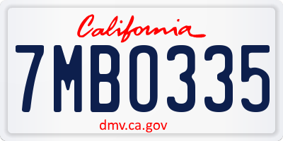 CA license plate 7MBO335