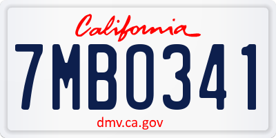 CA license plate 7MBO341