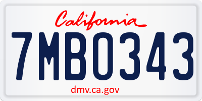 CA license plate 7MBO343