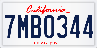 CA license plate 7MBO344