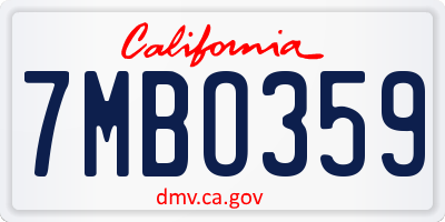 CA license plate 7MBO359