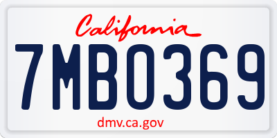 CA license plate 7MBO369