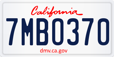 CA license plate 7MBO370