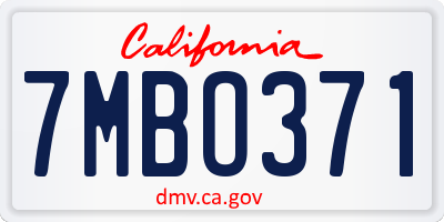 CA license plate 7MBO371