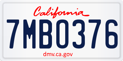 CA license plate 7MBO376