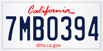CA license plate 7MBO394