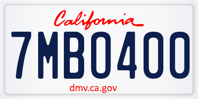 CA license plate 7MBO400