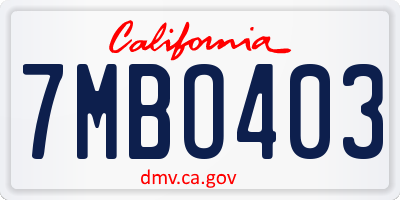CA license plate 7MBO403