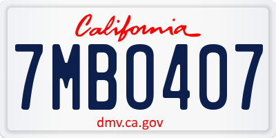 CA license plate 7MBO407