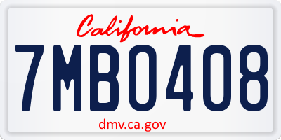 CA license plate 7MBO408