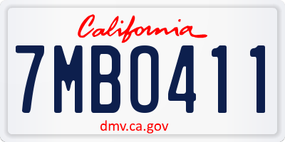 CA license plate 7MBO411