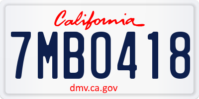 CA license plate 7MBO418