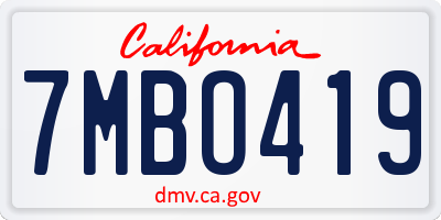 CA license plate 7MBO419