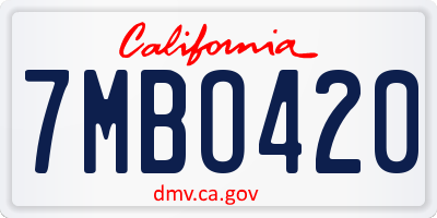 CA license plate 7MBO420