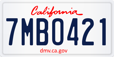 CA license plate 7MBO421