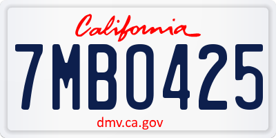 CA license plate 7MBO425