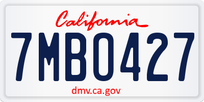 CA license plate 7MBO427