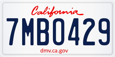 CA license plate 7MBO429