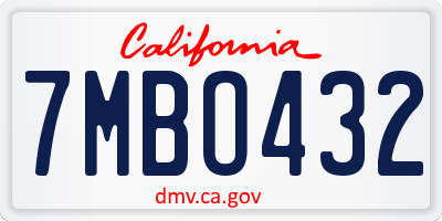 CA license plate 7MBO432