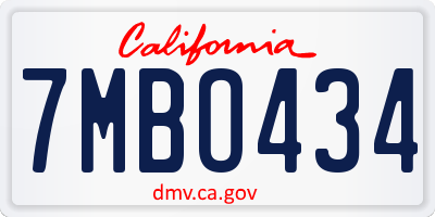 CA license plate 7MBO434