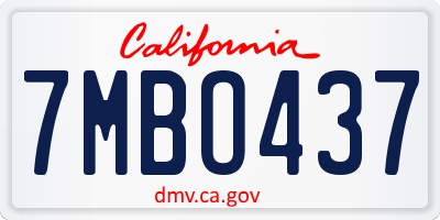 CA license plate 7MBO437