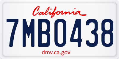 CA license plate 7MBO438