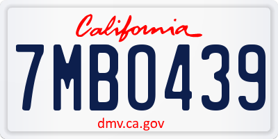CA license plate 7MBO439