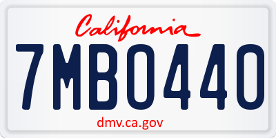 CA license plate 7MBO440