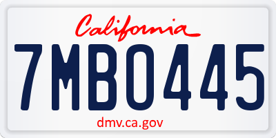 CA license plate 7MBO445